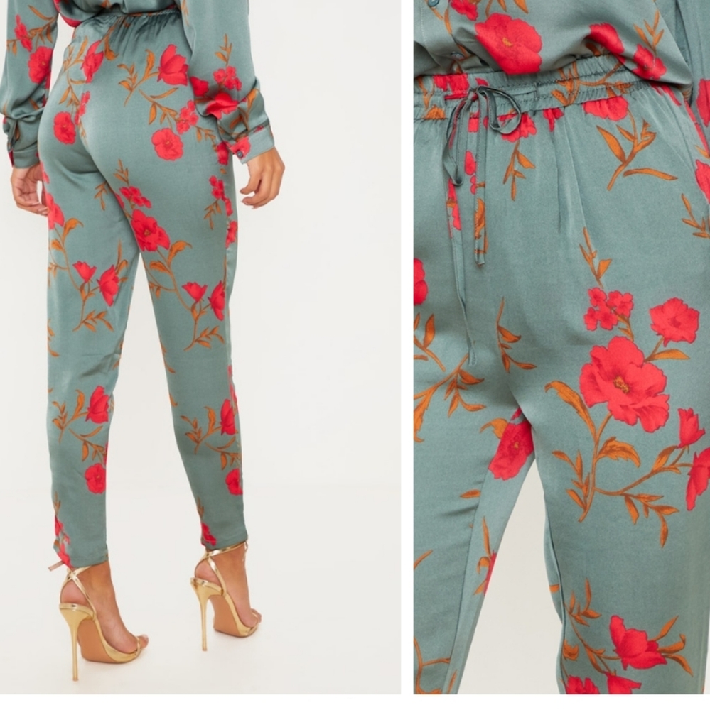 Brand NEW -PLT Green Floral Print Cigarette Pants SZ10US Pretty Little T…